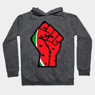 Watermelon Palestine Black Power Fist- Left Side - Back Hoodie